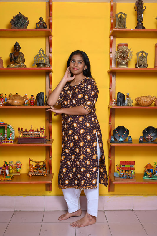 BROWN COTTON KURTA