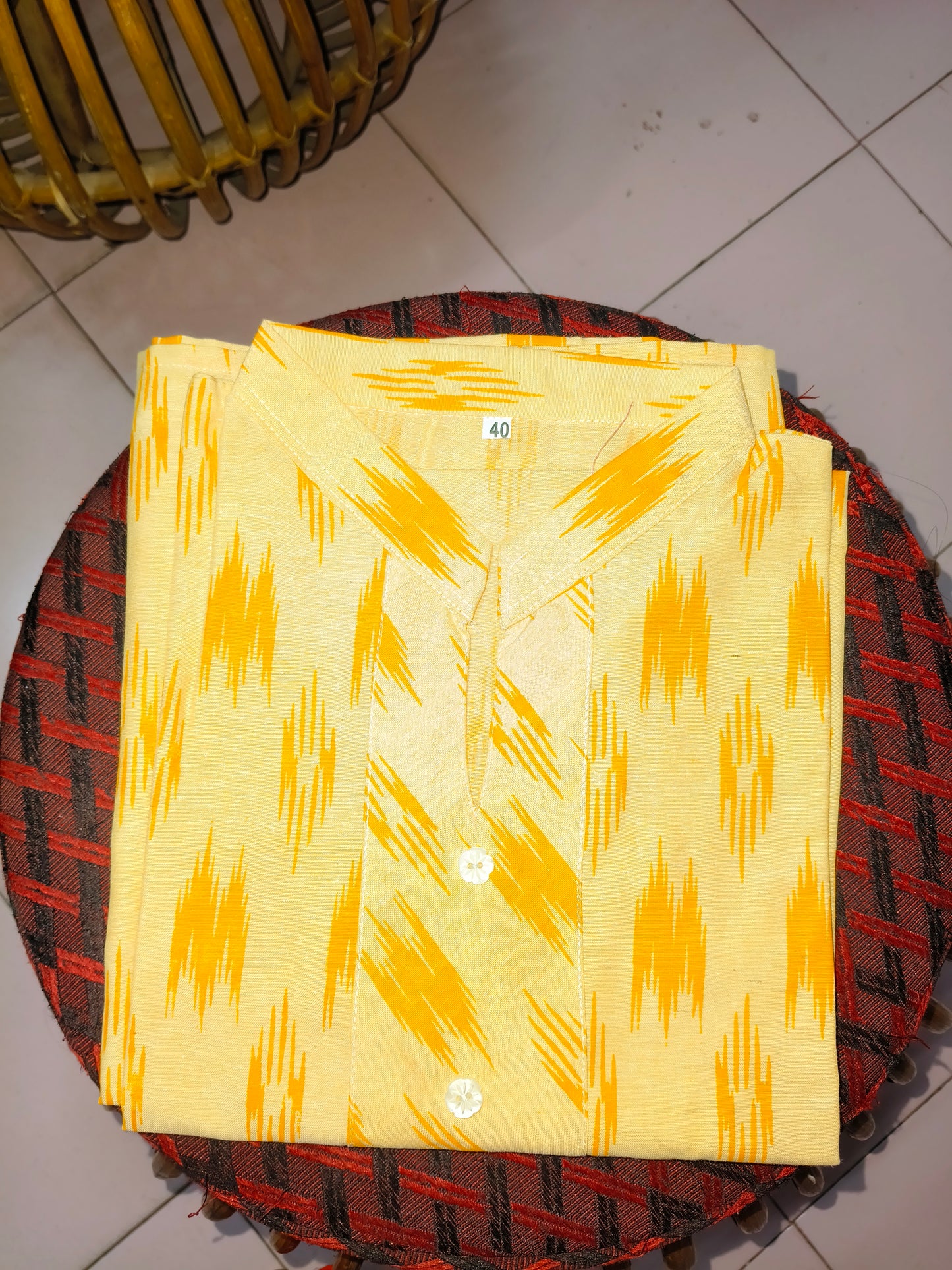 YELLOW IKKAT COTTON KURTA