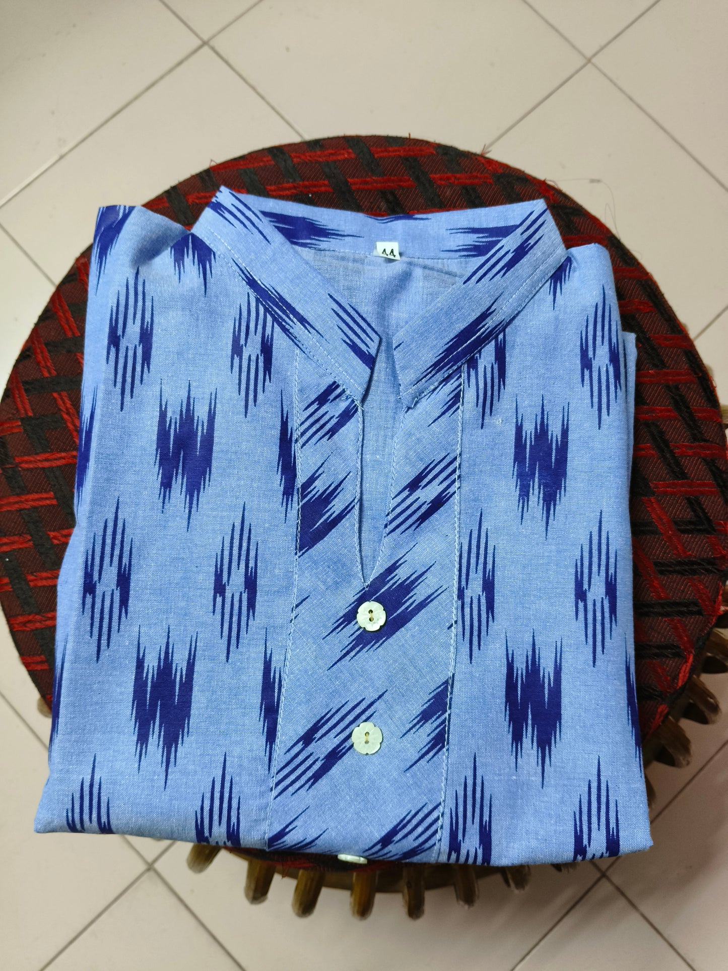 BLUE IKKAT KHADI COTON KURTA