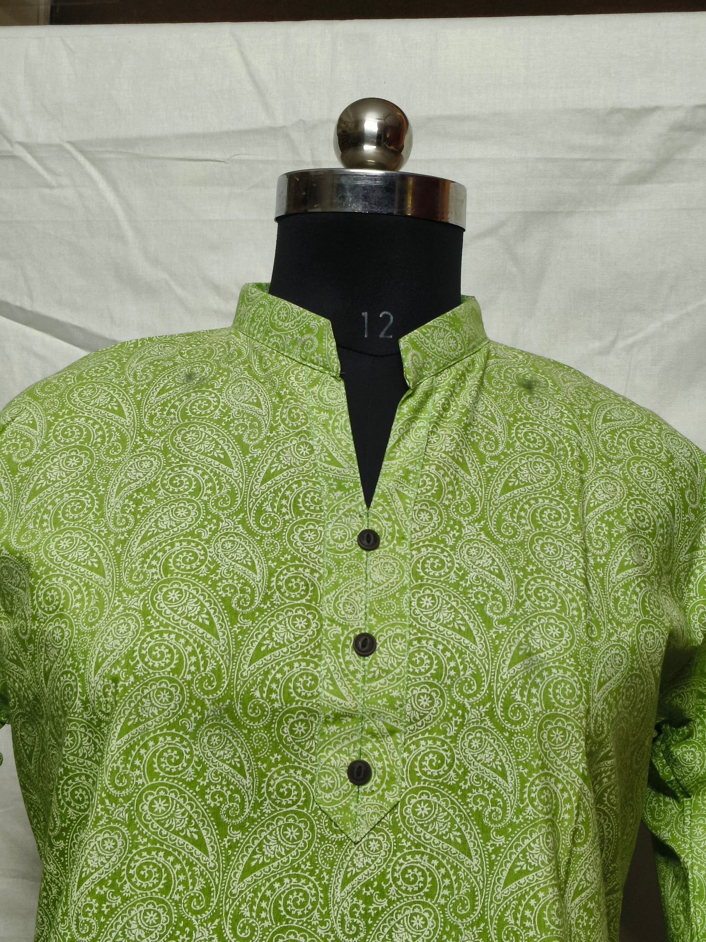 GREEN PRINTED COTTON KURTA