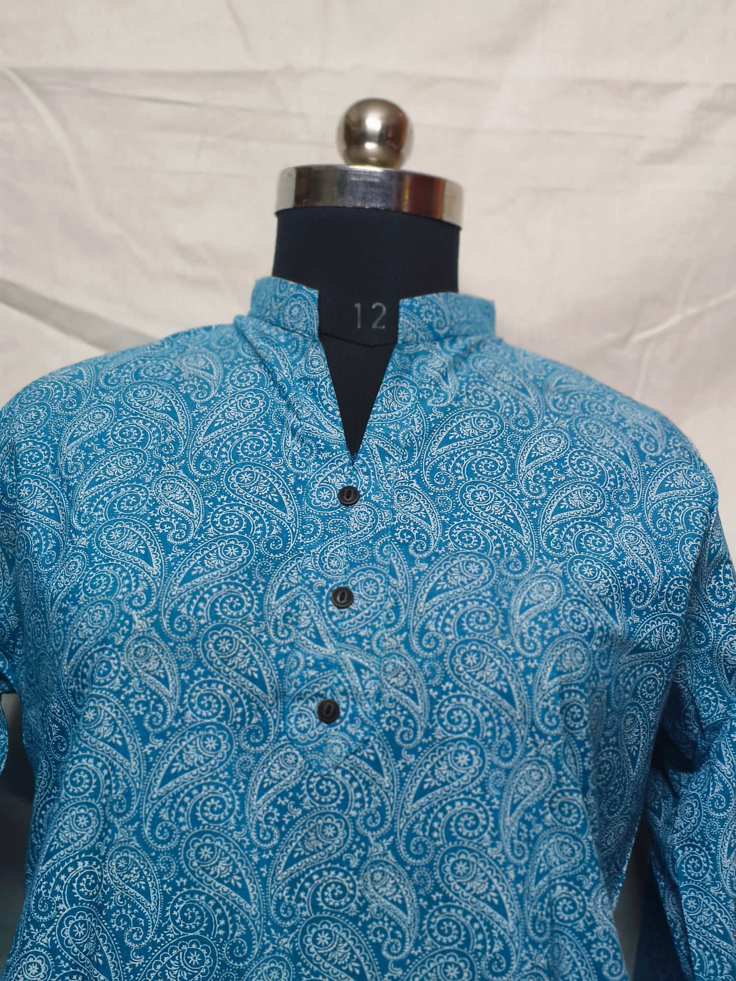 BLUE PRINTED COTTON KURTA