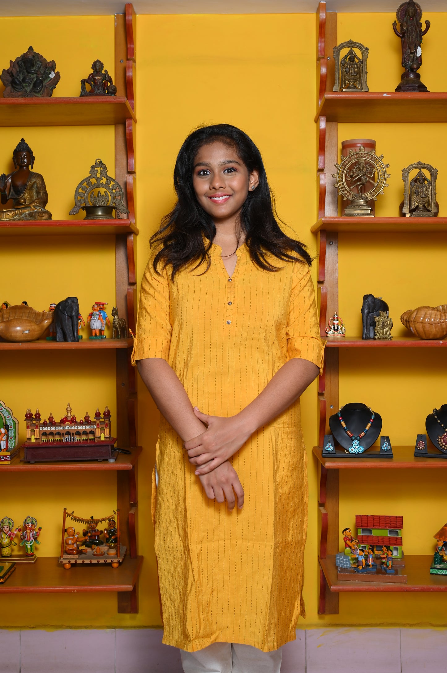 YELLOW COTTON KURTA