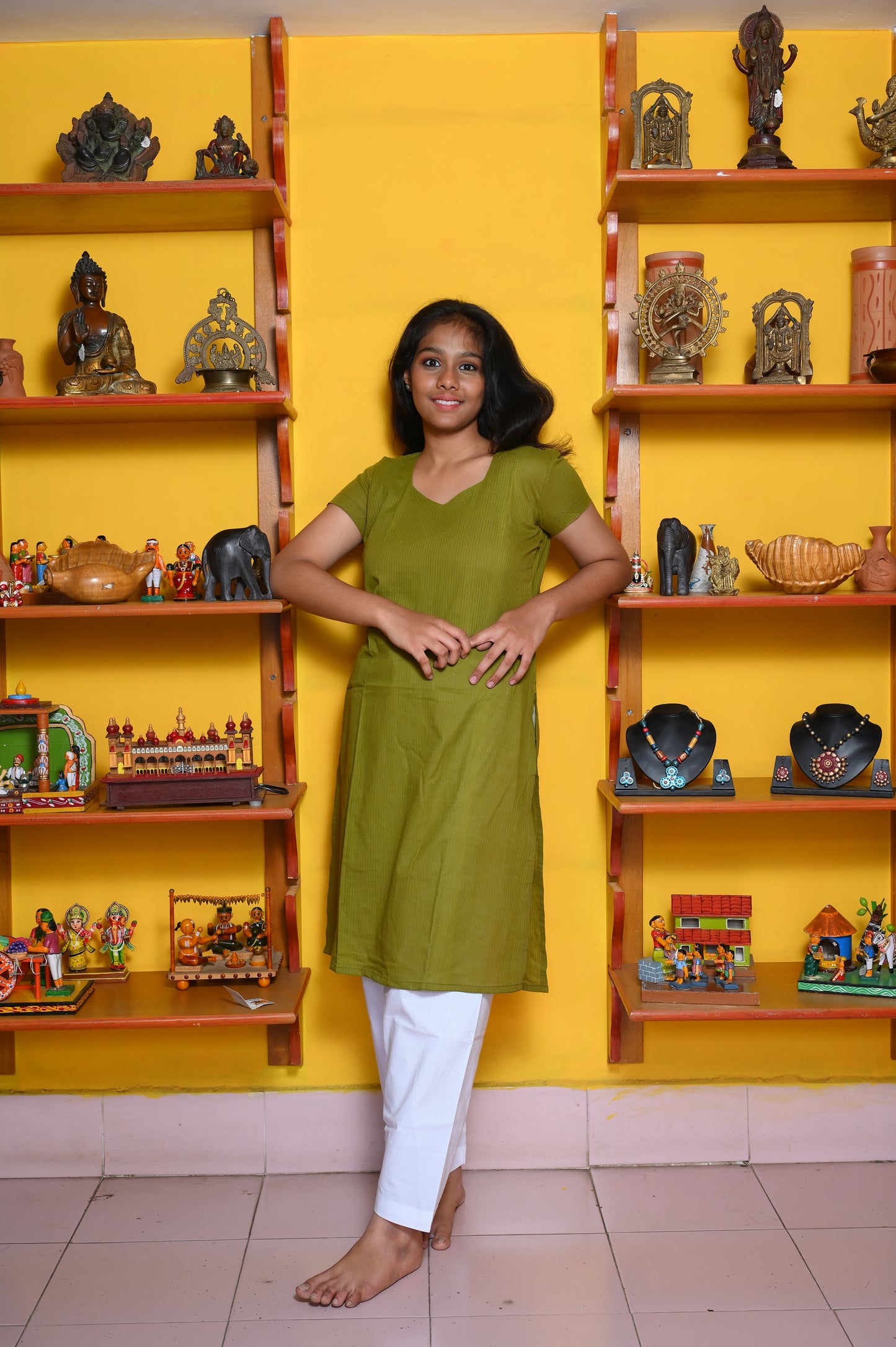 MEHENDI GREEN COTTON KURTA