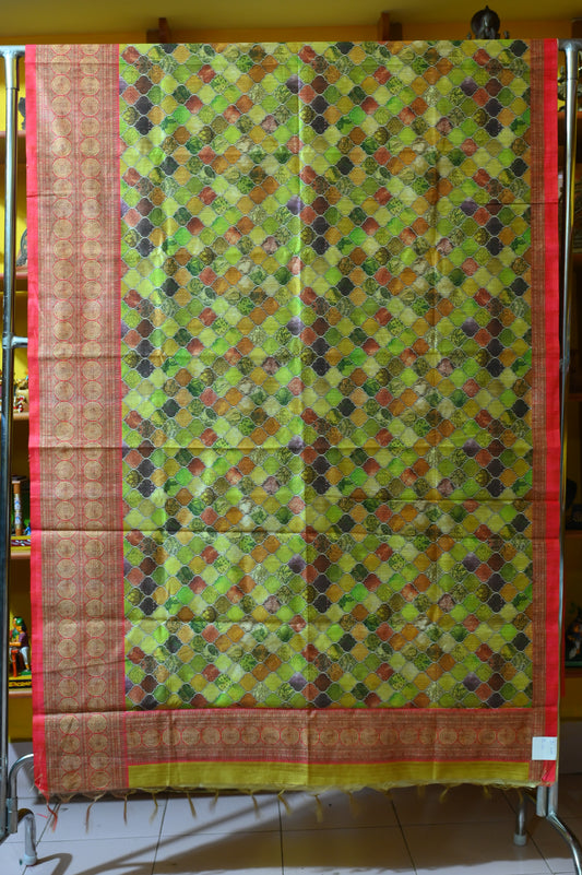 GREEN PRINTED SARI