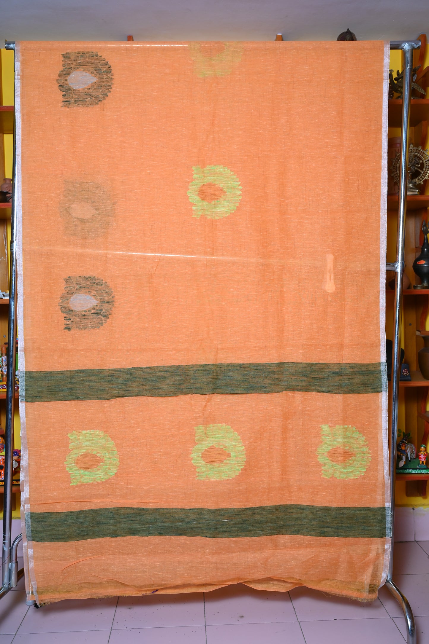 ORANGE, WOVEN,PURE COTTON SARI
