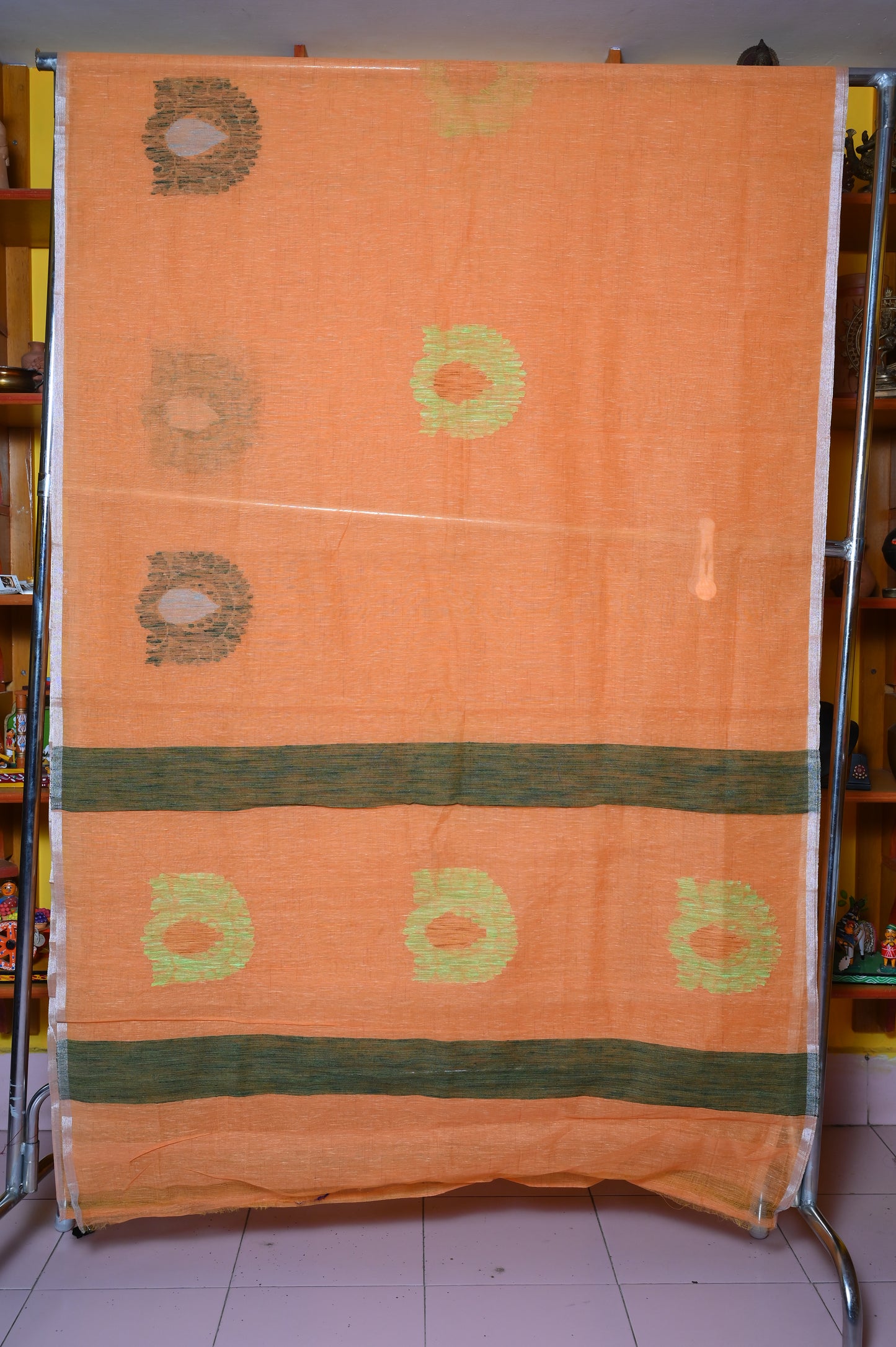 ORANGE, WOVEN,PURE COTTON SARI