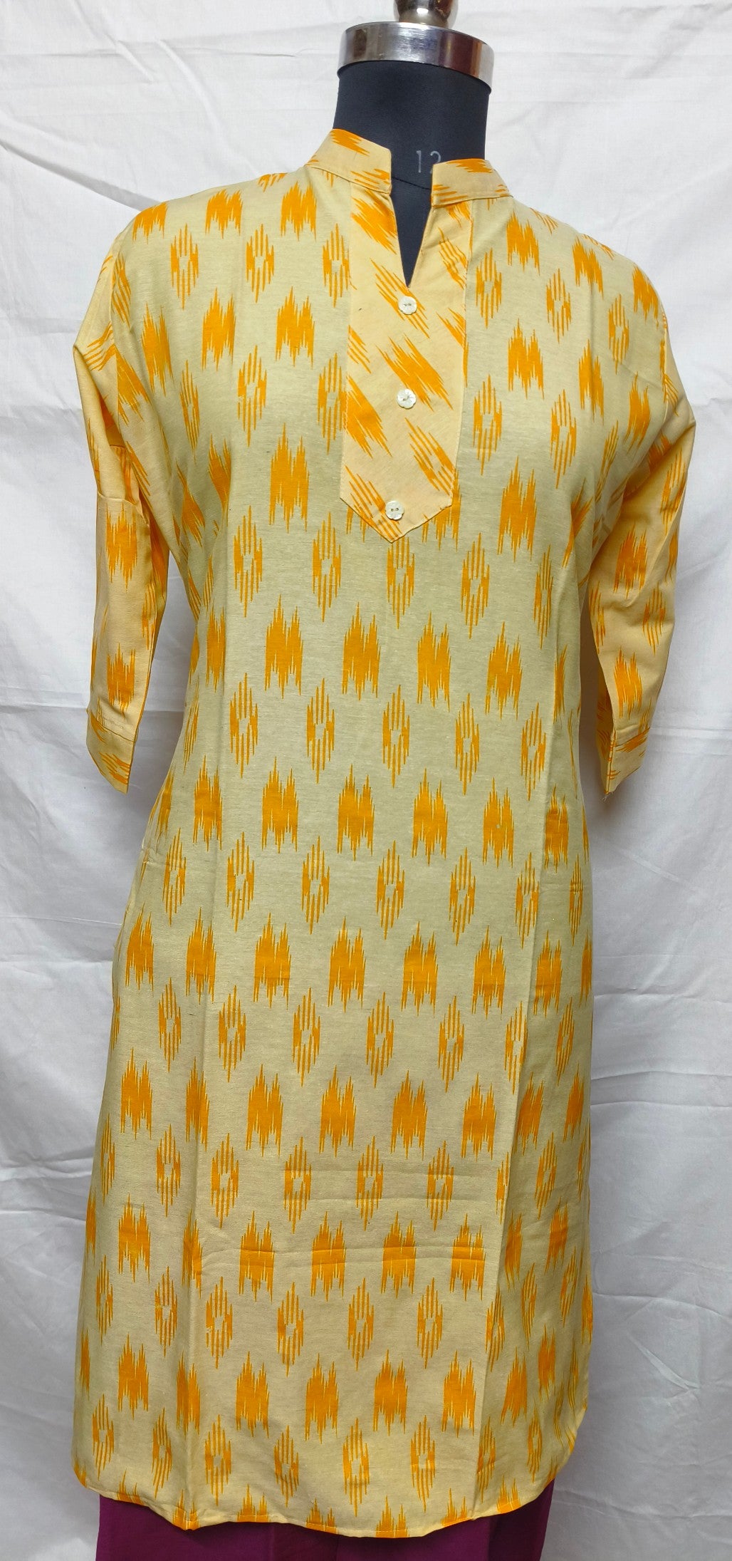 YELLOW IKKAT COTTON KURTA