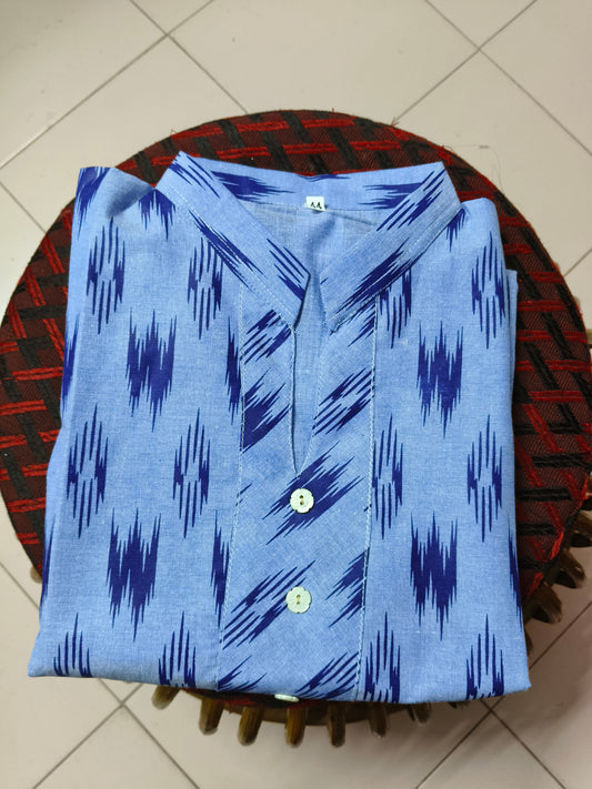BLUE IKKAT KHADI COTON KURTA